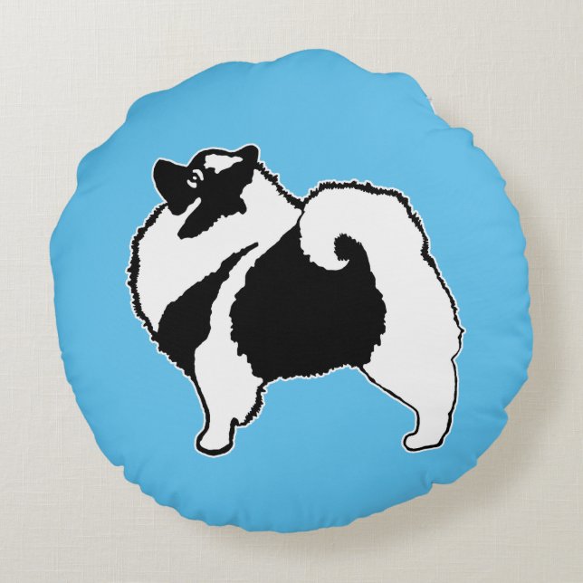 Keeshond Graphics  - Cute Original Dog Art Round Cushion (Back)