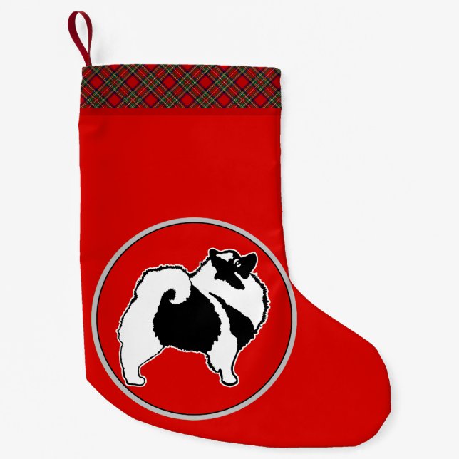 Keeshond Graphics  - Cute Original Dog Art Small Christmas Stocking (Front)