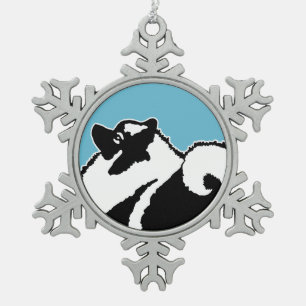 Keeshond Graphics - Cute Original Dog Art Snowflake Pewter Christmas Ornament