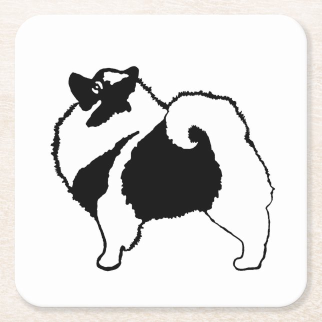 Keeshond Graphics  - Cute Original Dog Art Square Paper Coaster (Front)