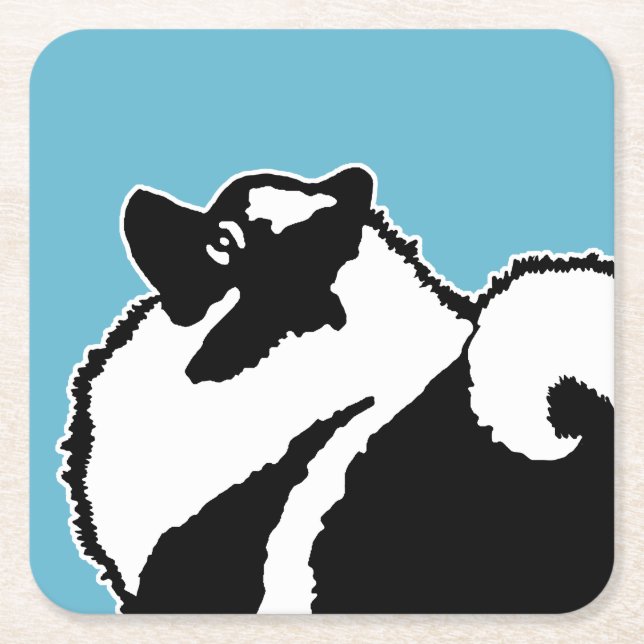 Keeshond Graphics  - Cute Original Dog Art Square Paper Coaster (Front)