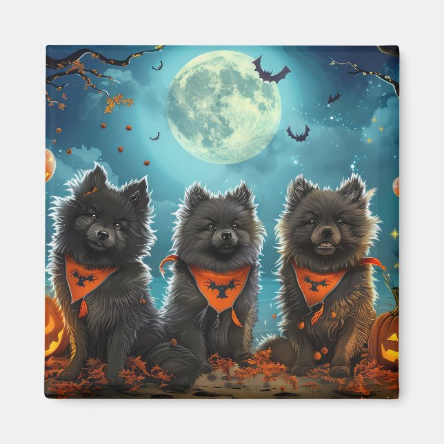 Keeshond Halloween Spooky Magnet (Front)