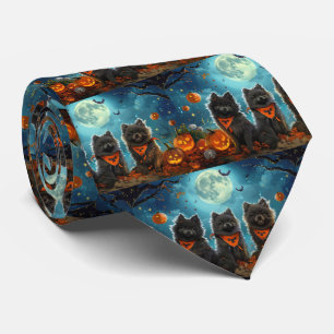 Keeshond Halloween Spooky Tie