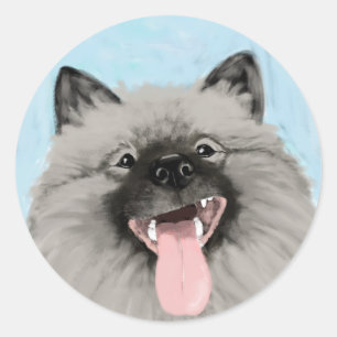Keeshond Happy Face Classic Round Sticker