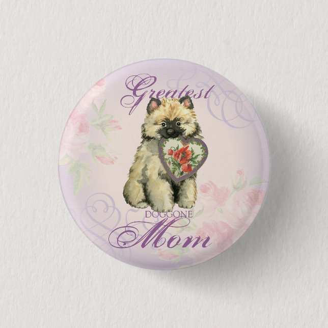 Keeshond Heart Mum 3 Cm Round Badge (Front)