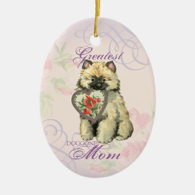 Keeshond Heart Mum Ceramic Ornament (Front)