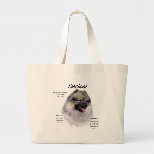 Keeshond History Design Large Tote Bag (Front)