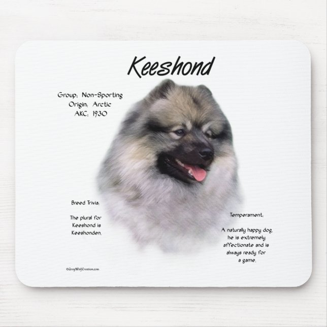 Keeshond History Design Mouse Mat (Front)