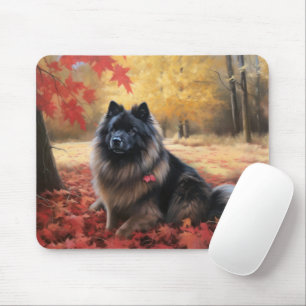 Keeshond in Autumn Leaves Fall Inspire  Mouse Mat