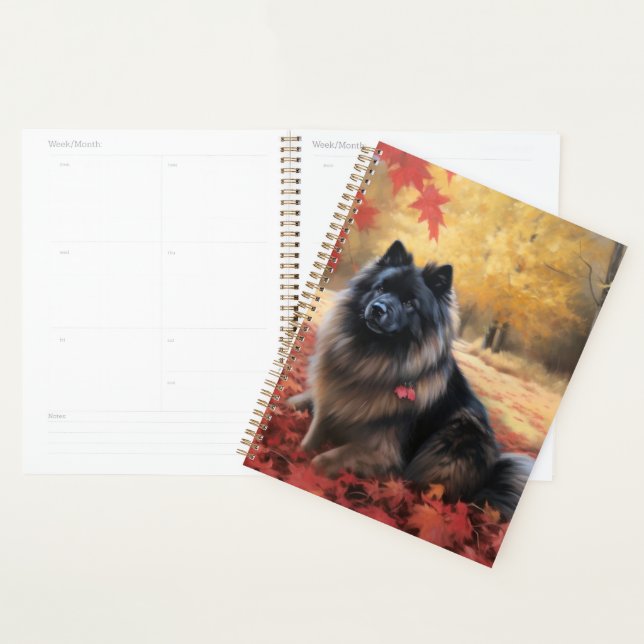 Keeshond in Autumn Leaves Fall Inspire  Planner (Display)