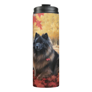 Keeshond in Autumn Leaves Fall Inspire Thermal Tumbler