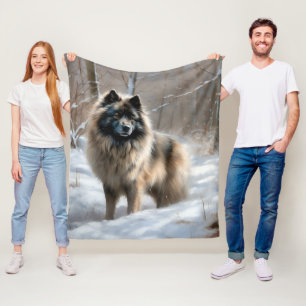 Keeshond Let It Snow Christmas Fleece Blanket
