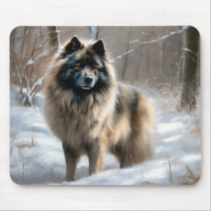 Keeshond Let It Snow Christmas Mouse Mat
