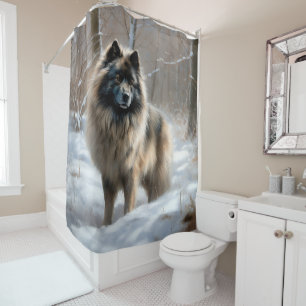 Keeshond Let It Snow Christmas Shower Curtain