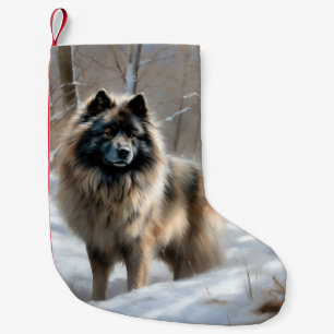 Keeshond Let It Snow Christmas Small Christmas Stocking
