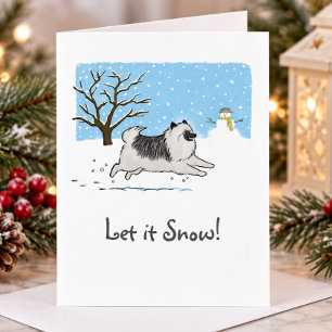 Keeshond "Let It Snow!" Cute Dog Christmas Xmas Holiday Card