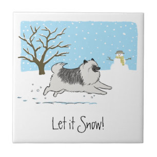 Keeshond "Let it Snow" Tile