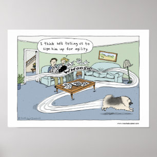 Keeshond "Livingroom Agility" Poster