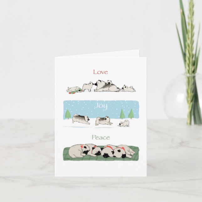 Keeshond Love Joy Peace | Cute Keeshonden Holiday (Front)