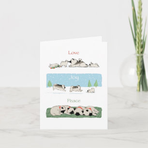Keeshond Love Joy Peace   Cute Keeshonden Holiday Card