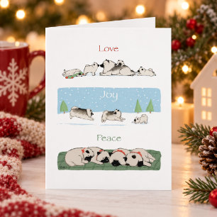 Keeshond Love Joy Peace Cute Keeshonden Holiday Card