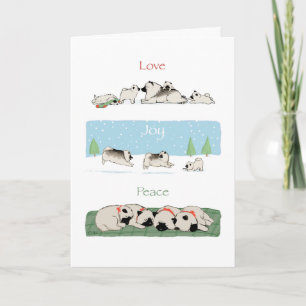 Keeshond Love Joy Peace   Cute Keesies Christmas Holiday Card