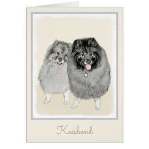 Keeshond Mom and Son Painting - Original Dog Art