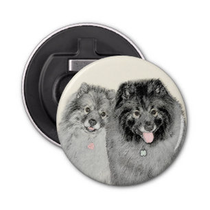 Keeshond Mum and Son Painting - Original Dog Art Bottle Opener