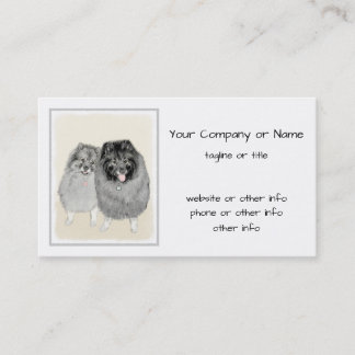 Keeshond Mum and Son Painting - Original Dog Art Calling Card