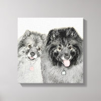 Keeshond Mum and Son Painting - Original Dog Art