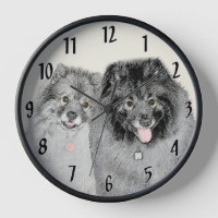 Keeshond Mum and Son Painting - Original Dog Art