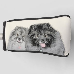 Keeshond Mum and Son Painting - Original Dog Art Golf Head Cover