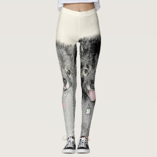 Keeshond Mum and Son Painting - Original Dog Art Leggings