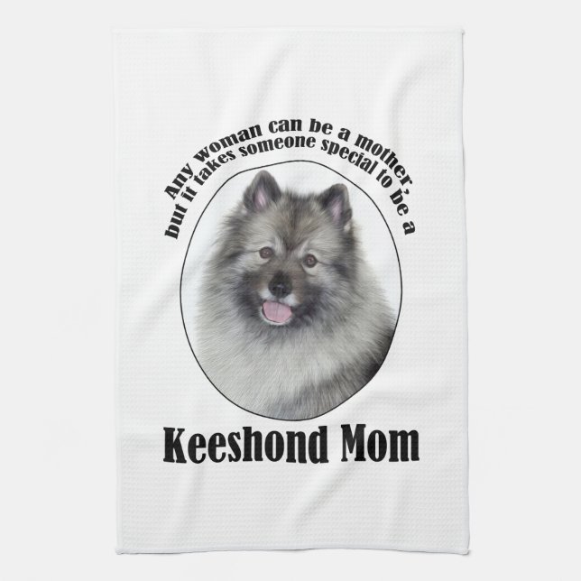 Keeshond Mum Tea Towel (Vertical)