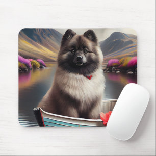 Keeshond on a Paddle: A Scenic Adventure Mouse Mat