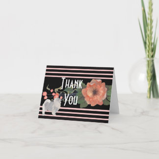 Keeshond on Melon Floral Thank You Card