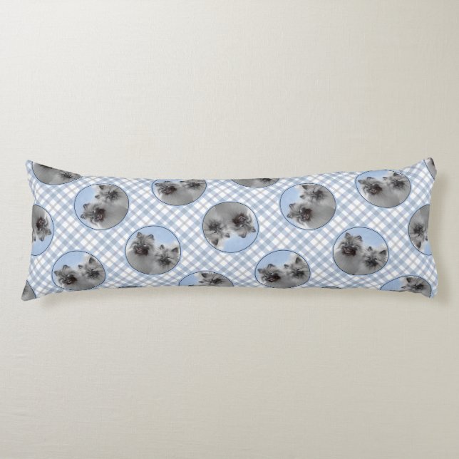 Keeshond Painting 2 Keeshonden Original Dog Art Body Cushion (Front)