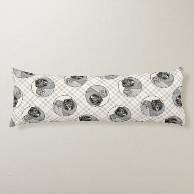 Keeshond Painting 2 Keeshonden Original Dog Art Body Cushion (Front)