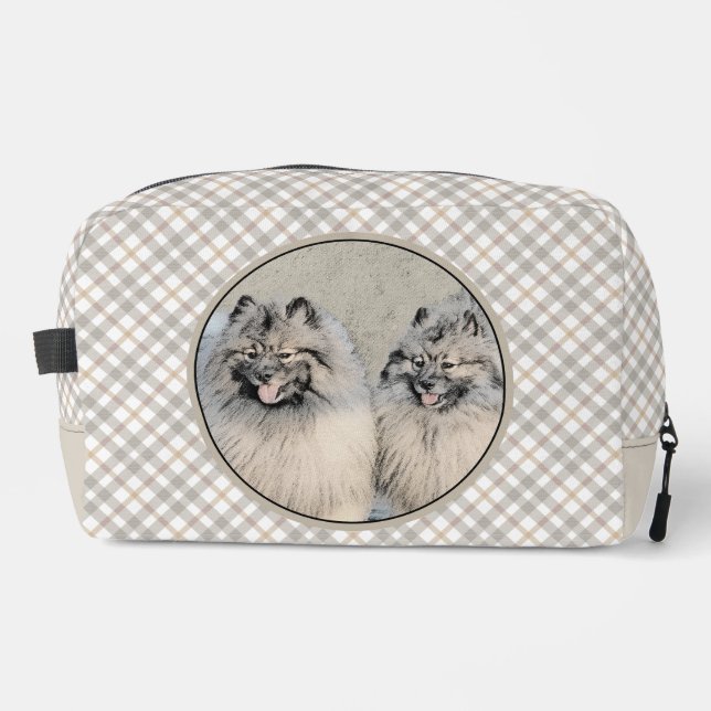 Keeshond Painting 2 Keeshonden Original Dog Art Dopp Kit (Front)