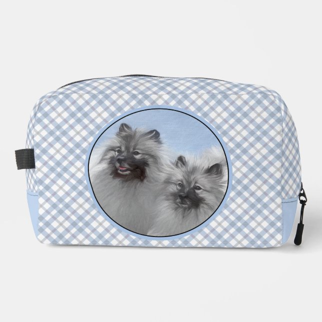 Keeshond Painting 2 Keeshonden Original Dog Art Dopp Kit (Front)