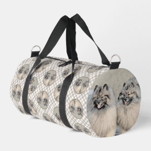 Keeshond Painting 2 Keeshonden Original Dog Art Duffle Bag