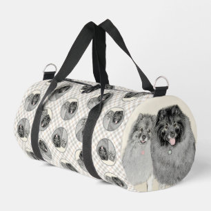 Keeshond Painting 2 Keeshonden Original Dog Art Duffle Bag