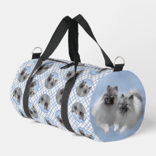 Keeshond Painting 2 Keeshonden Original Dog Art Duffle Bag