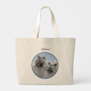 Keeshond Painting 2 Keeshonden Original Dog Art Large Tote Bag
