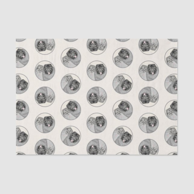 Keeshond Painting 2 Keeshonden Original Dog Art Tissue Paper (Front)