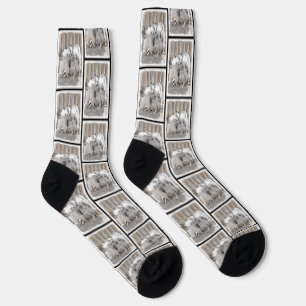 Keeshond Painting Butts At the Gate Cute Dog Art Socks