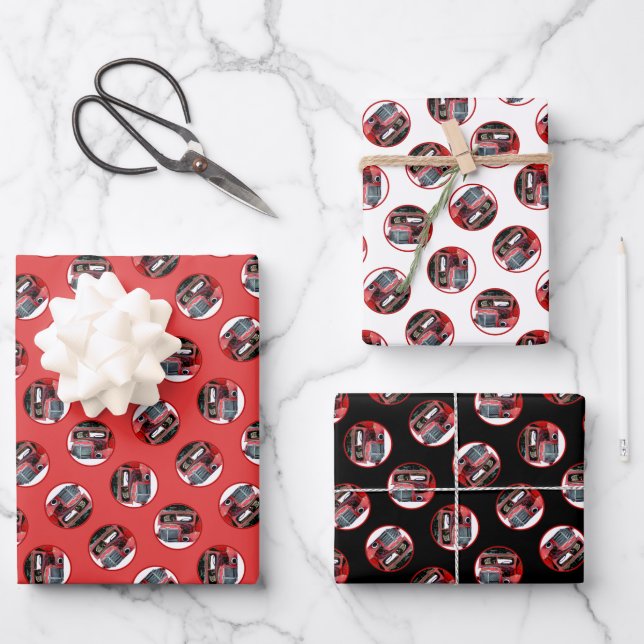 Keeshond Painting Christmas Old Red Truck Dog Art Wrapping Paper Sheet (Front)