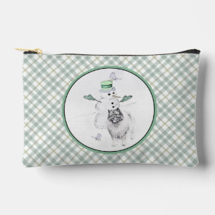 Keeshond Painting Christmas Snowman Pet Dog Art Accessory Pouch