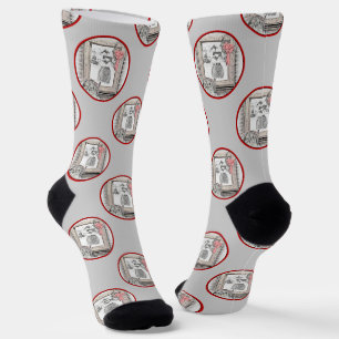 Keeshond Painting Christmas Winter Window Dog Art Socks