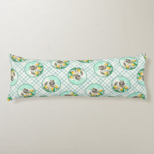 Keeshond Painting in Tulips Cute Original Dog Art Body Cushion